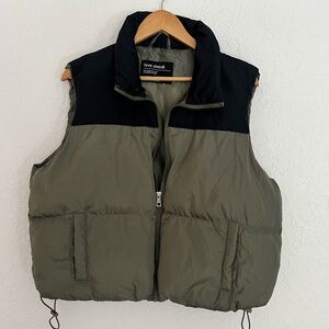 Love Streak Womens Puffer Vest, Black and Army Green, Short, XL, Excellent